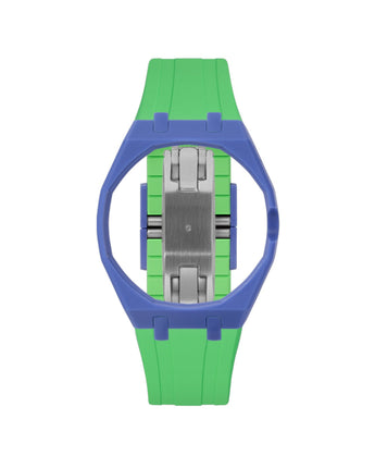 Navy case, 3 o'clock, Light Green strap