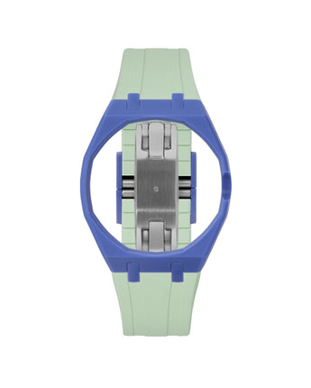 Navy case, 3 o'clock, Lime Green strap