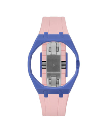 Navy case, 3 o'clock, Sakura Pink strap