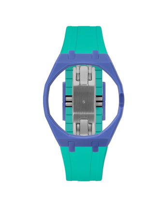 Navy case, 3 o'clock, Turquoise strap
