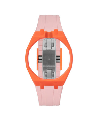 Orange case, 12 o'clock, Sakura Pink strap