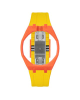 Orange case, 12 o'clock, Yellow strap