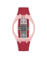 Sakura Pink case, 12 o'clock, Cherry Red strap