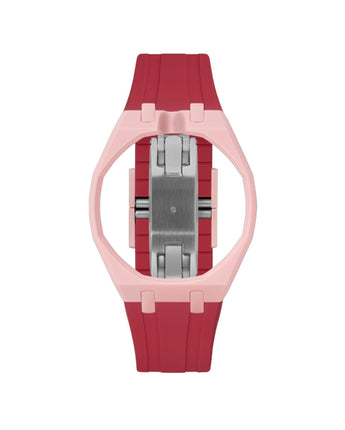 Sakura Pink case, 12 o'clock, Cherry Red strap