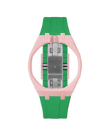 Sakura Pink case, 12 o'clock, Dark Green strap