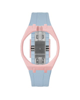Sakura Pink case, 12 o'clock, Light Blue strap
