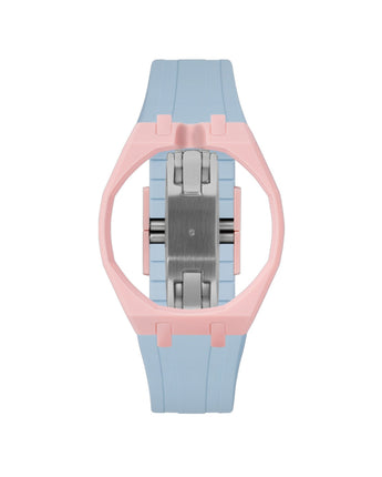 Sakura Pink case, 12 o'clock, Light Blue strap