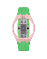 Sakura Pink case, 12 o'clock, Light Green strap