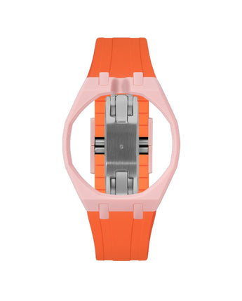 Sakura Pink case, 12 o'clock, Orange strap