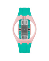 Sakura Pink case, 12 o'clock, Turquoise strap