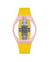 Sakura Pink case, 12 o'clock, Yellow strap