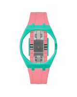 Turquoise case, 3 o'clock, Bubblegum Pink strap