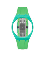 Turquoise case, 3 o'clock, Light Green strap
