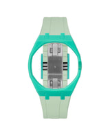 Turquoise case, 3 o'clock, Lime Green strap