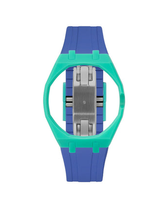 Turquoise case, 3 o'clock, Navy strap