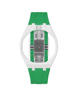 White case, 12 o'clock, Dark Green strap