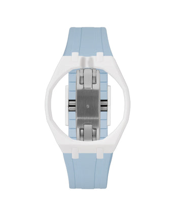 White case, 12 o'clock, Light Blue strap