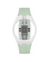 White case, 12 o'clock, Lime Green strap
