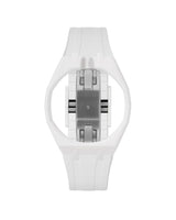 White case, 12 o'clock, White strap