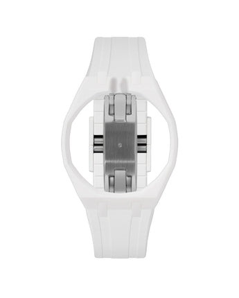 White case, 12 o'clock, White strap