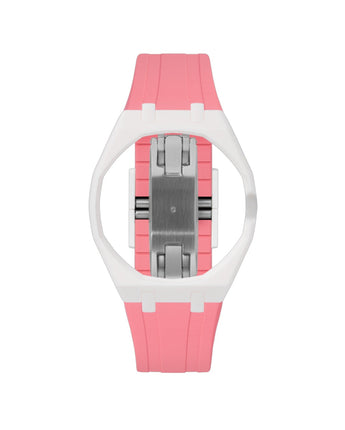 White case, 3 o'clock, Bubblegum Pink strap