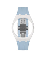 White case, 3 o'clock, Light Blue strap