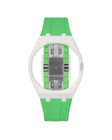 White case, 3 o'clock, Light Green strap
