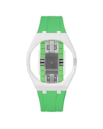 White case, 3 o'clock, Light Green strap
