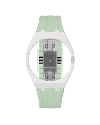 White case, 3 o'clock, Lime Green strap