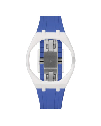 White case, 3 o'clock, Navy strap