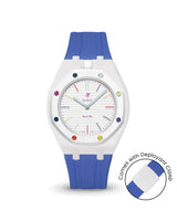 Swatch x AP Royal Pop — White case, Navy strap — Delugs