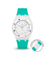 Swatch x AP Royal Pop — White case, Turquoise strap — Delugs