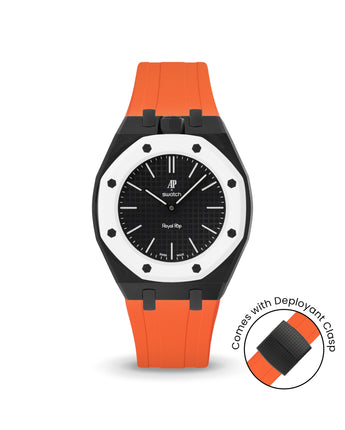 Swatch x AP Royal Pop — Black case, Orange strap — Delugs