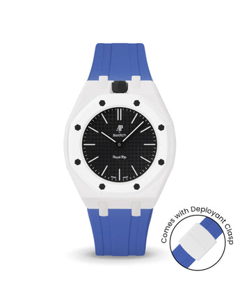 Swatch x AP Royal Pop — White case, Navy strap — Delugs