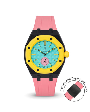 Swatch x AP Royal Pop — Black case, Bubblegum Pink strap — Delugs