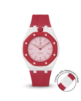 Swatch x AP Royal Pop — White case, Cherry Red strap — Delugs