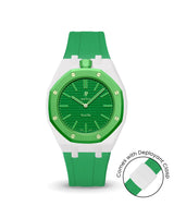 Swatch x AP Royal Pop — White case, Dark Green strap — Delugs