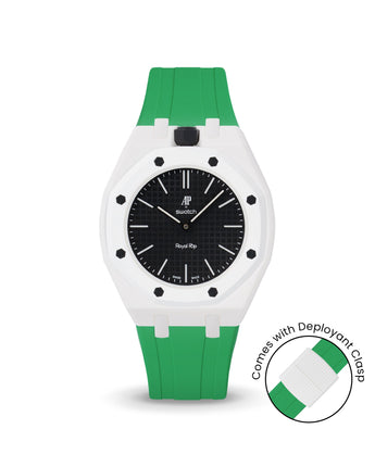 Swatch x AP Royal Pop — White case, Dark Green strap — Delugs