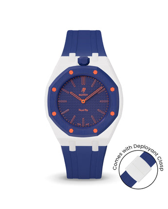 Swatch x AP Royal Pop — White case, Indigo Blue strap — Delugs