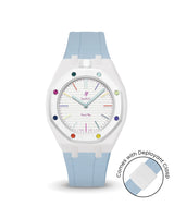 Swatch x AP Royal Pop — White case, Light Blue strap — Delugs