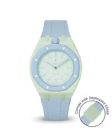 Swatch x AP Royal Pop — Lime Green case, Light Blue strap — Delugs