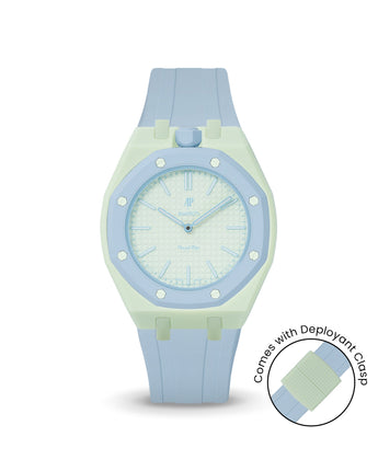 Swatch x AP Royal Pop — Lime Green case, Light Blue strap — Delugs