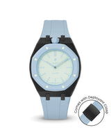 Swatch x AP Royal Pop — Black case, Light Blue strap — Delugs