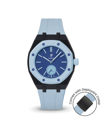 Swatch x AP Royal Pop — Black case, Light Blue strap — Delugs