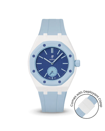 Swatch x AP Royal Pop — White case, Light Blue strap — Delugs