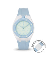Swatch x AP Royal Pop — White case, Light Blue strap — Delugs