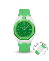 Swatch x AP Royal Pop — White case, Light Green strap — Delugs