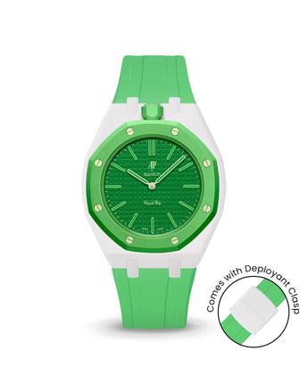 Swatch x AP Royal Pop — White case, Light Green strap — Delugs