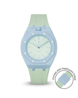 Swatch x AP Royal Pop — Light Blue case, Lime Green strap — Delugs