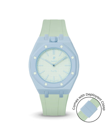 Swatch x AP Royal Pop — Light Blue case, Lime Green strap — Delugs